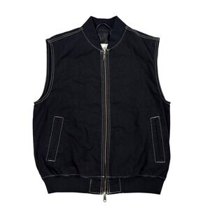 BDG Workwear Canvas Vest Mens Size S Black Lined Full Zip Utility